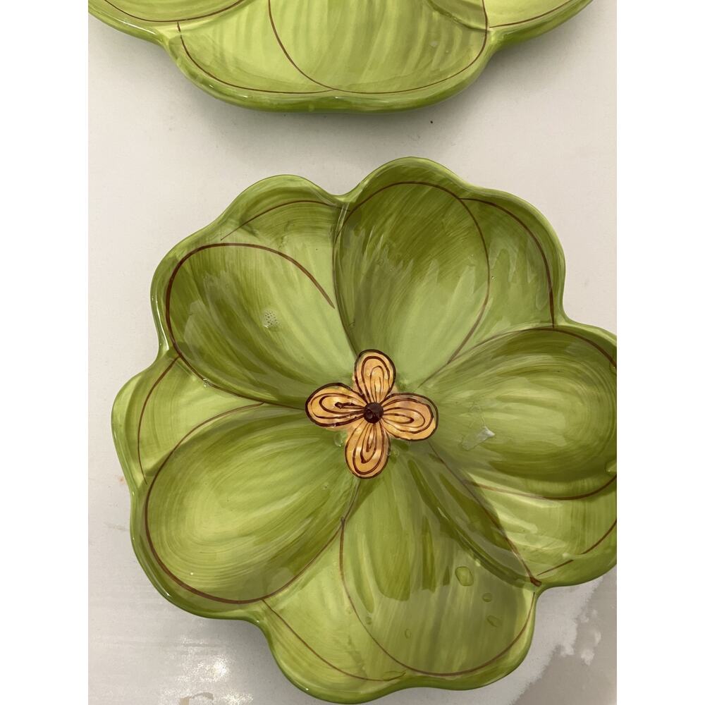 Laurie Gates Lola Stoneware Green Scalloped Serving Plates RETIRED- 2 Plates - Picture 5 of 7